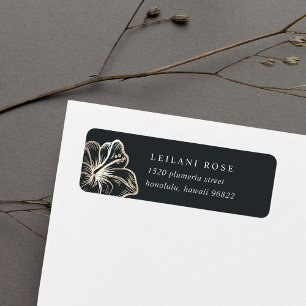 Elegant Gold Tropical Hibiscus Return Address