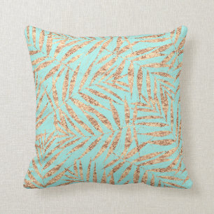 Elegant Gold Tropical Palm Leaves Mint Design Cushion