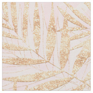 Elegant Gold Tropical Palm Leaves Pink Design Fabric