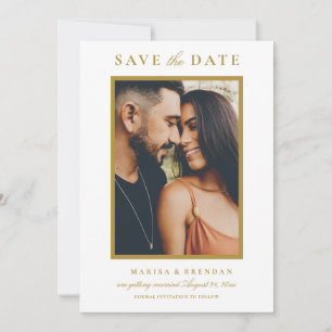 Elegant Gold Two Sided Photo Wedding Save The Date