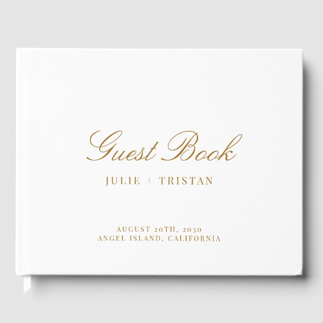 Elegant Gold Type Wedding Guest Book (Front)