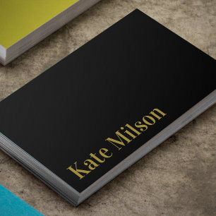 Elegant Gold Typography & Black Professional Business Card