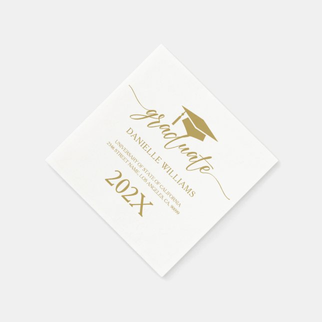Elegant Gold Typography On a White Background Napkin (Corner)