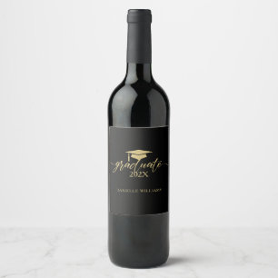 Elegant Gold Typography On Black Background Wine Label