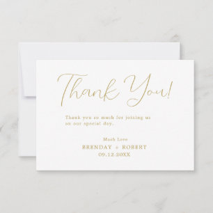 Elegant Gold Typography On White Thank You Card