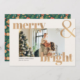 Elegant Gold Typography Photo Merry Christmas  Card