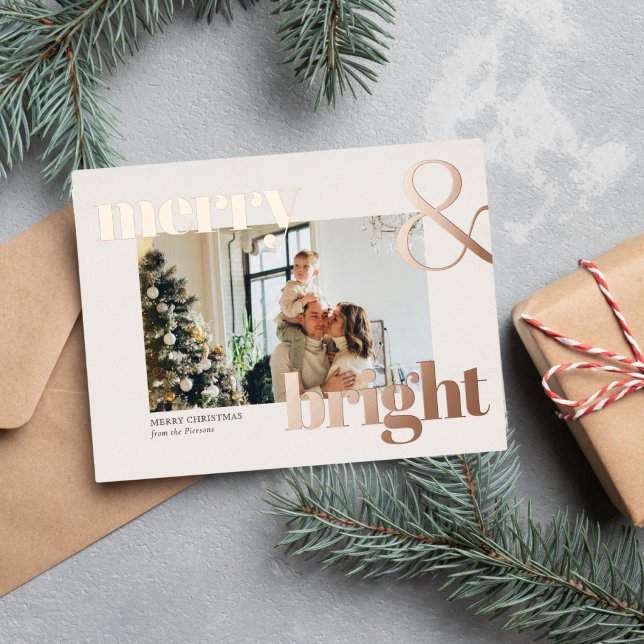Elegant Gold Typography Photo Merry Christmas Card (Creator Uploaded)