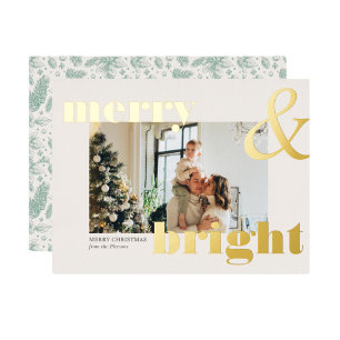Elegant Gold Typography Photo Merry Christmas Card