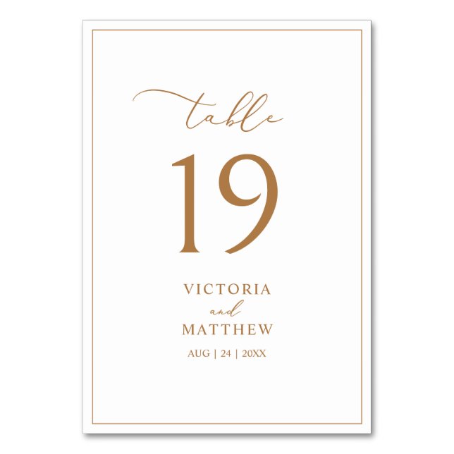 Elegant Gold Typography Rustic Wedding Table Cards (Front)