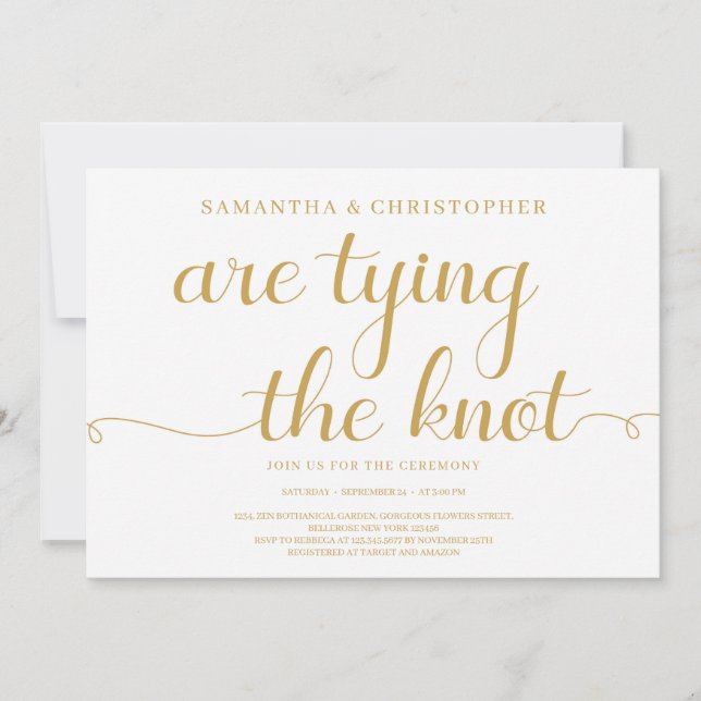 Elegant gold typography script font engagement invitation (Front)