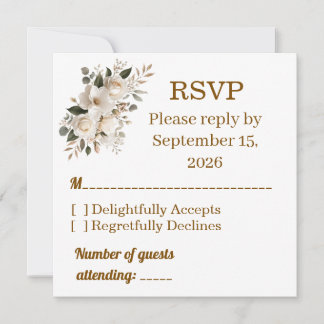 Elegant Gold Typography Wedding RSVP Response Card