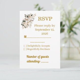 Elegant Gold Typography Wedding RSVP Response Card