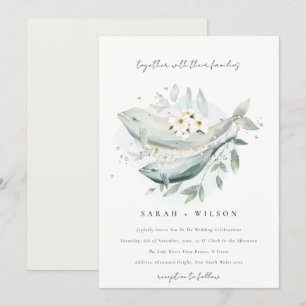 Elegant Gold Underwater Floral Fish Wedding Invite