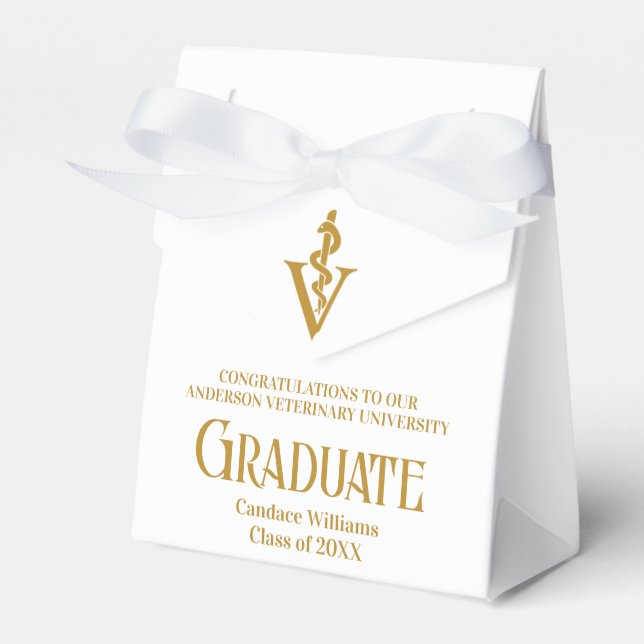 Elegant Gold Veterinary School Graduation Party Favour Box (Front Side)