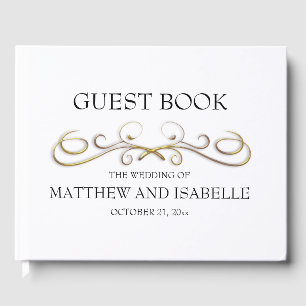 Elegant Gold Victorian Flourish Wedding Guest Book