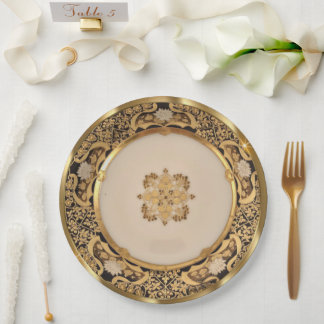 Elegant Gold Viennese  Paper Plate