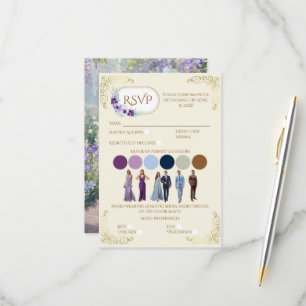 Elegant Gold Vine Floral Garden Dress Code Details RSVP Card