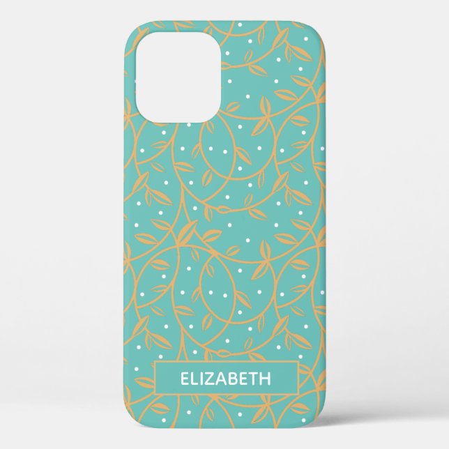 Elegant Gold Vines Aqua Case-Mate iPhone Case (Back)