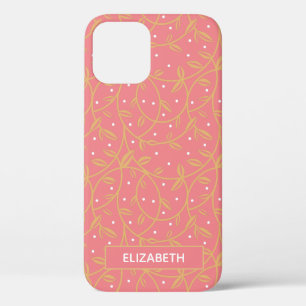Elegant Gold Vines Pink iPhone 12 Case