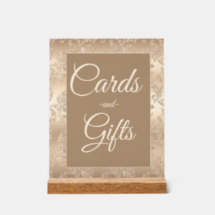 Elegant Gold Vintage Bridal Shower Cards Gifts Acrylic Sign
