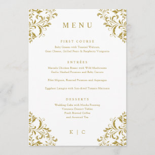Elegant Gold Vintage Classic Wedding Menu