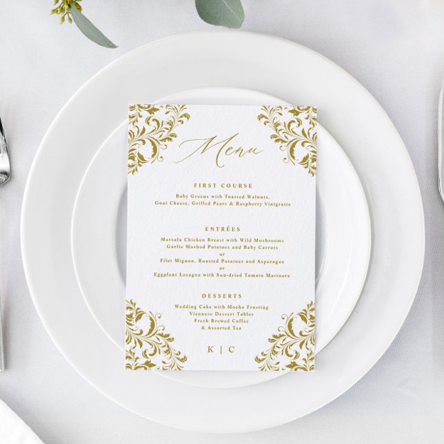 Elegant Gold Vintage Classic Wedding Menu (Creator Uploaded)