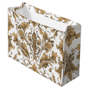 Elegant Gold Vintage Damasks Large Gift Bag