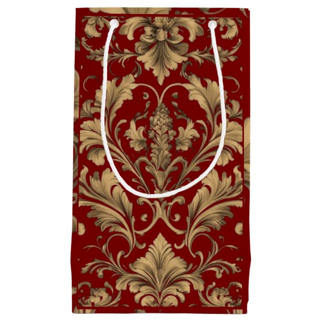 Elegant Gold Vintage Damasks Small Gift Bag (Front)