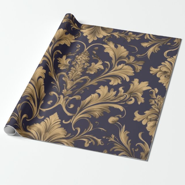 Elegant Gold Vintage Damasks  Wrapping Paper (Unrolled)