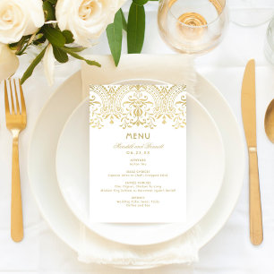 Elegant Gold Vintage Glamour Wedding Monogram Menu