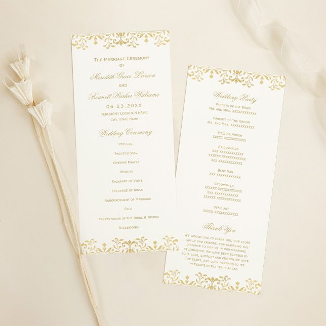 Elegant Gold Vintage Glamour Wedding Programme (Creator Uploaded)