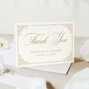 Elegant Gold Vintage Ornate Frame Wedding Thank You Card