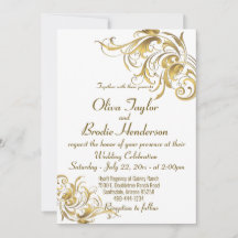 Elegant Gold Vintage Swirls Wedding Invitation