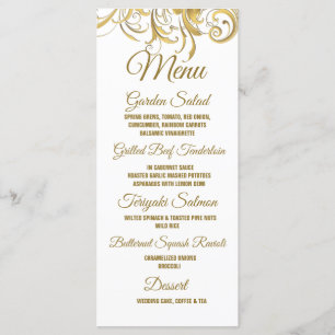 Elegant Gold Vintage Swirls Wedding Menu