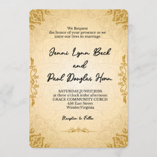 Elegant Gold Vintage Wedding Invitation