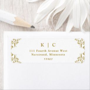 Elegant Gold Vintage Wedding Return Address