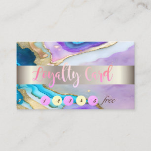 Elegant Gold Violet Blue Marble Stone  Loyalty Card