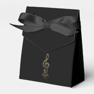 Elegant Gold Violin Key,Black Favour Box