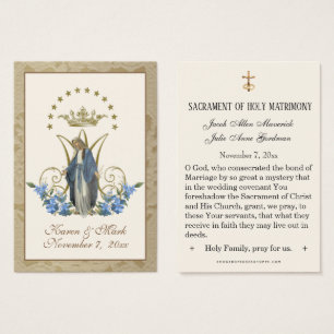 Elegant Gold Virgin Mary Wedding Holy Cards