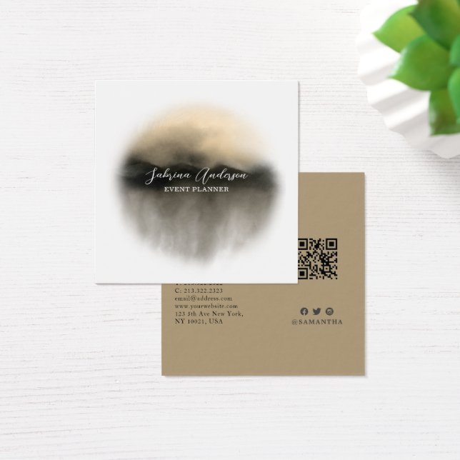 Elegant Gold Watercolor Abstract Profie Card (Desk)