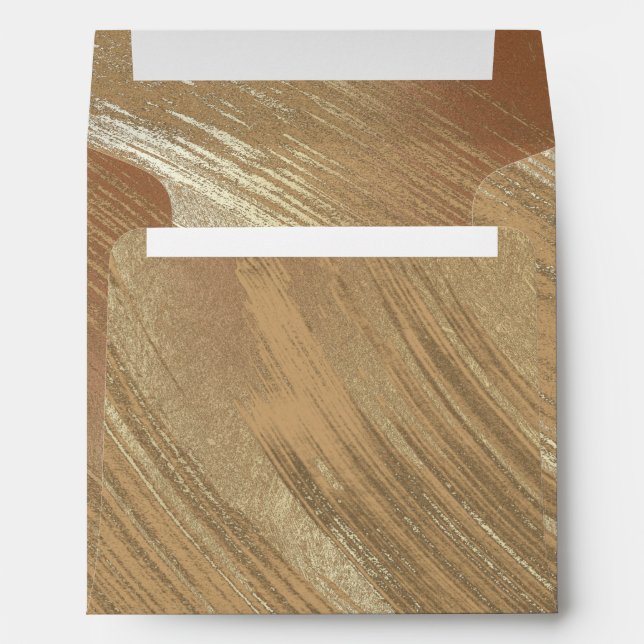 Elegant Gold Watercolor Brush Strokes Wedding Envelope (Back (Bottom))