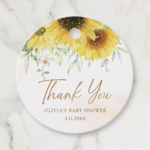 Elegant Gold Watercolor Greenery Floral Thank You Favour Tags