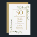 Elegant Gold Watercolour Greenery 50th Birthday Invitation<br><div class="desc">Featuring delicate watercolour leaves,  this chic 50th birthday invitation can be personalised with your special birthday celebration information,  with a golden background on the reverse. Designed by Thisisnotme©</div>