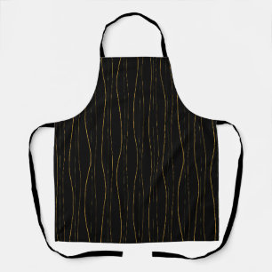 Elegant Gold Wavy Lines Pattern Apron