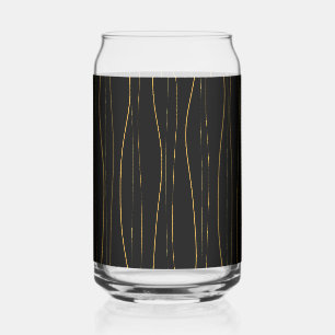 Elegant Gold Wavy Lines Pattern Can Glass
