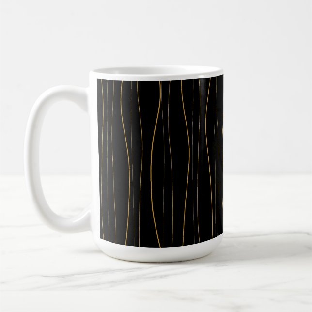 Elegant Gold Wavy Lines Pattern Coffee Mug (Left)