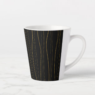 Elegant Gold Wavy Lines Pattern Latte Mug
