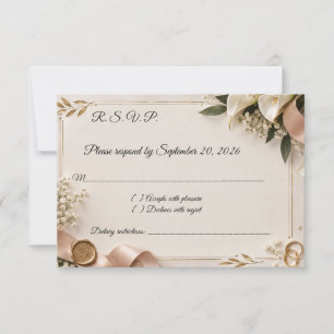 Elegant Gold Wax Seal Botanical Wedding RSVP Card