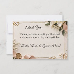 Elegant Gold Wax Seal Botanical Wedding Thank You  Card
