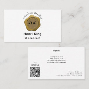 Elegant Gold Wax Seal Monogram Initial  Business Card